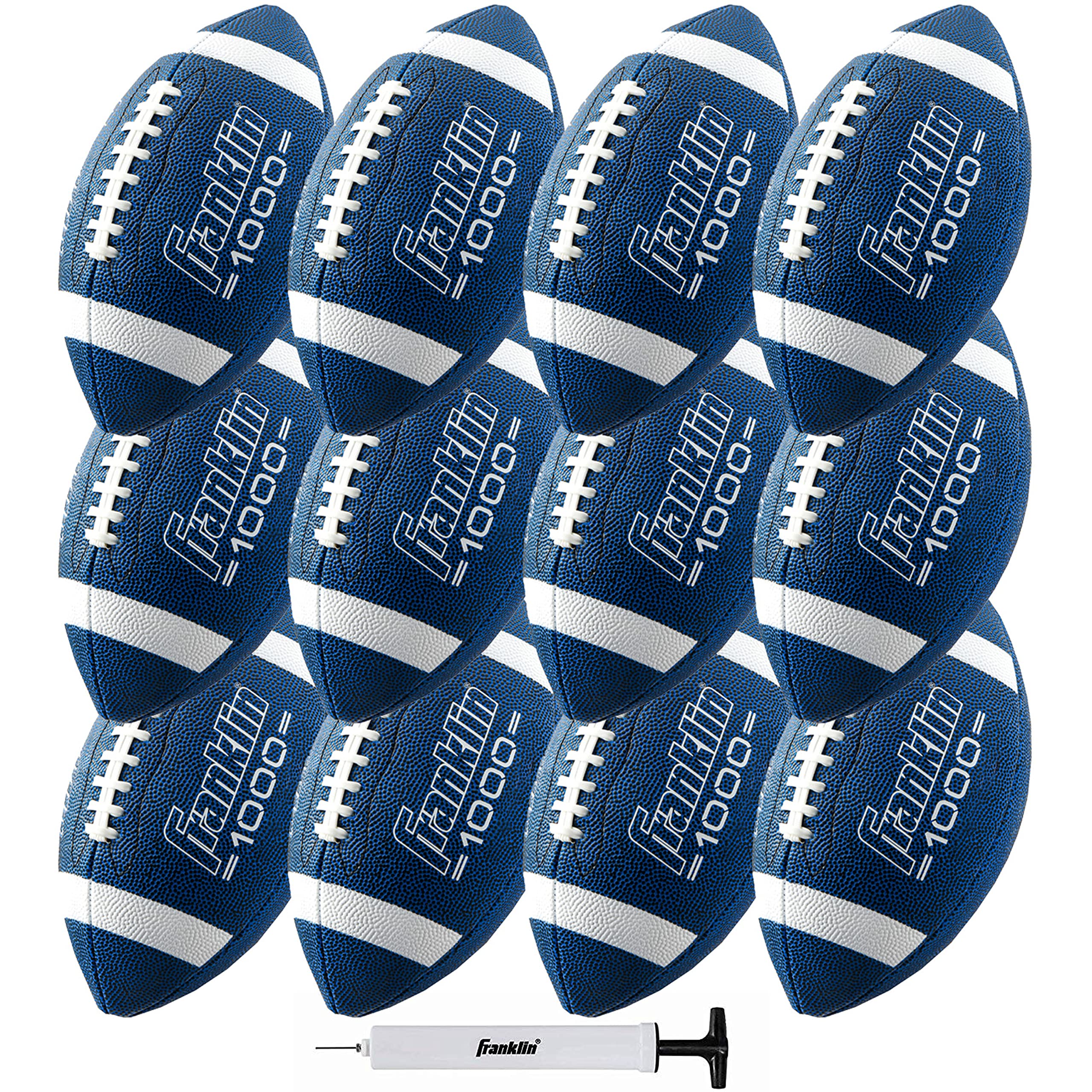 Franklin Sports Youth + Adult Footballs - Extra Grip 1000 Official Size, Junior + Pee Wee Kids - 1 + 12 Packs
