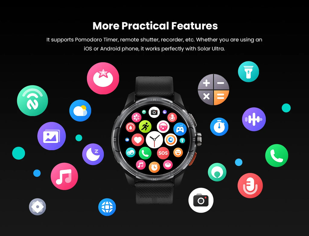 HAYLOU Solar Ultra GPS Smartwatch 1.6” AMOLED Display 5ATM Waterproof Built-in GPS Bluetooth Phone Calls Sports Smart Watch