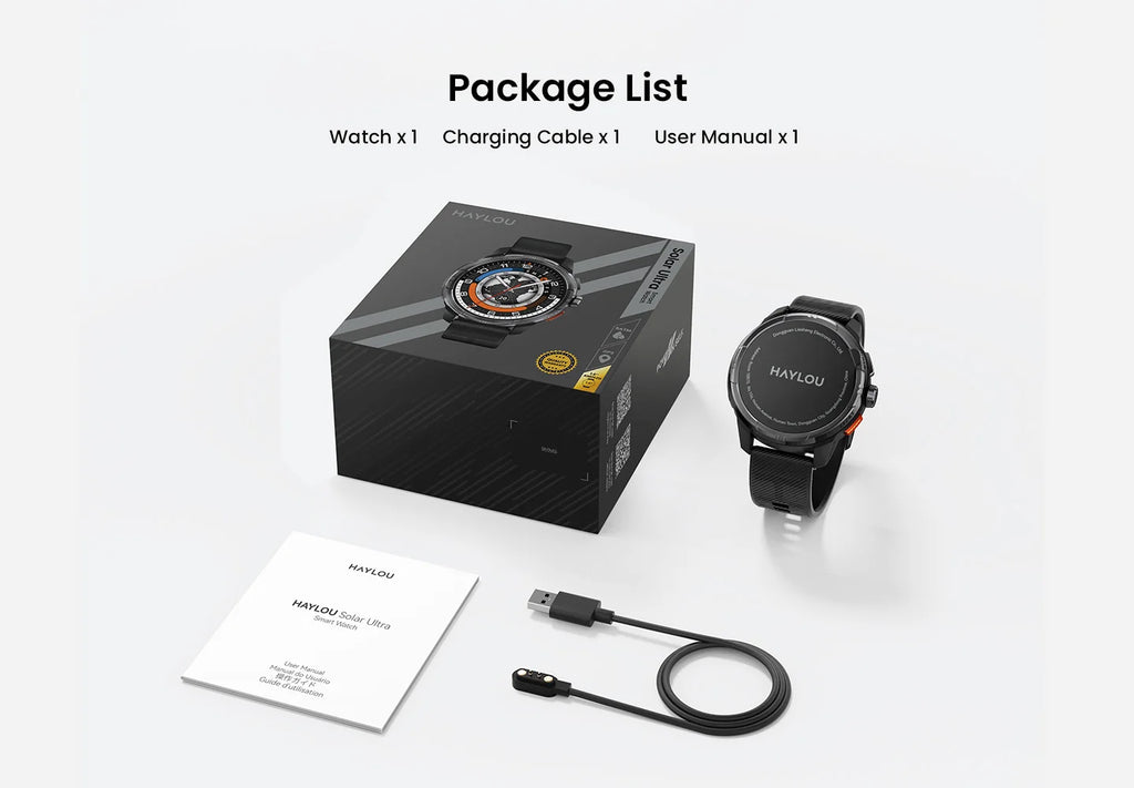 HAYLOU Solar Ultra GPS Smartwatch 1.6” AMOLED Display 5ATM Waterproof Built-in GPS Bluetooth Phone Calls Sports Smart Watch