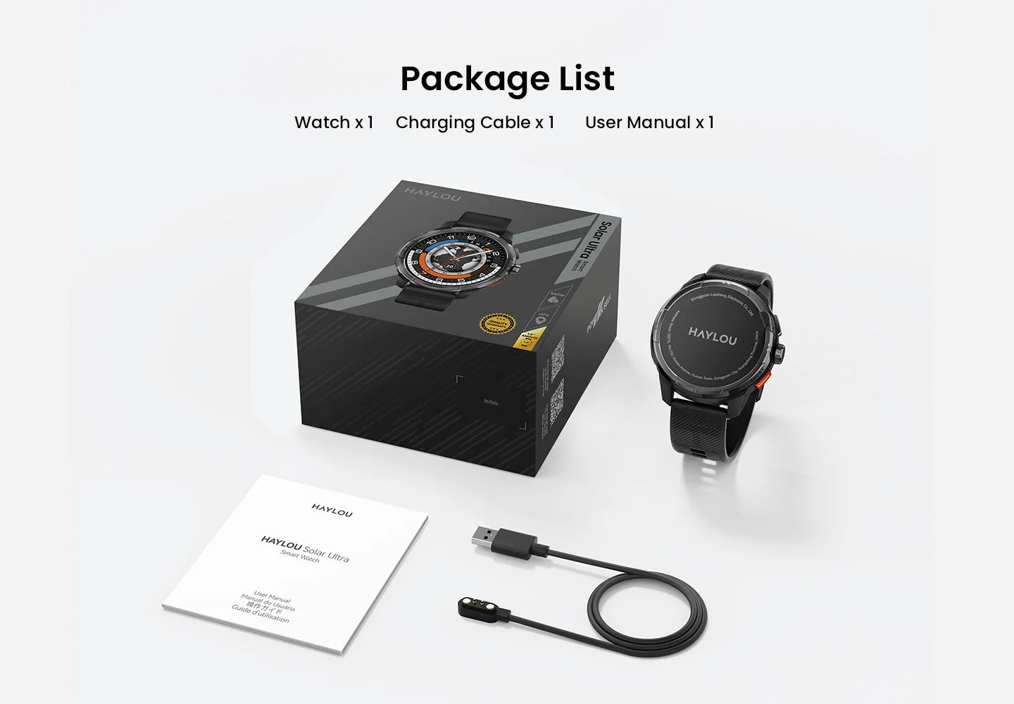 HAYLOU Solar Ultra GPS Smartwatch 1.6” AMOLED Display 5ATM Waterproof Built-in GPS Bluetooth Phone Calls Sports Smart Watch