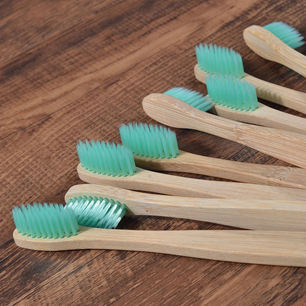 10Pcs Colorful Toothbrush Natural Bamboo Tooth Brush Sets Soft Bristle Charcoal Teeth Eco Bamboo Toothbrushes Dental Oral Care
