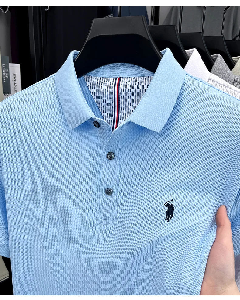100% pure cotton high-end brand men's short sleeve polo shirt summer fashion original pony embroidery golf Paul  casual T-shirt