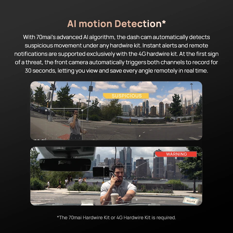 New 70mai 4K Dash Cam A810S HDR Supercapacitor 4G LTE Wi-Fi 6 Voice Control GPS ADAS 70mai A810S Upgrade Version of 70mai A810