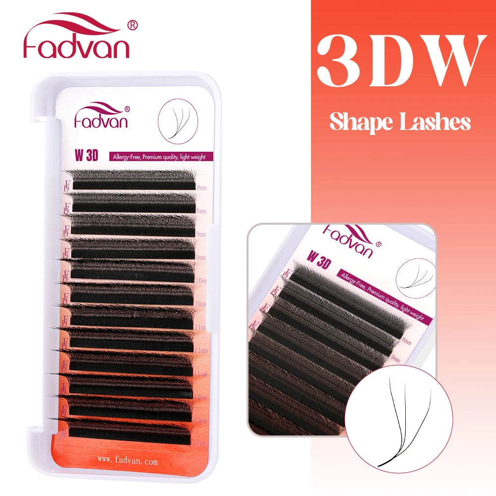 FADVAN 3D/4D/5D/6D/7D/8D W Shaped Eyelash Extension C D Curl Natural Mink Lash Premade Volume Fan False Eyelashes Makeup Supplie