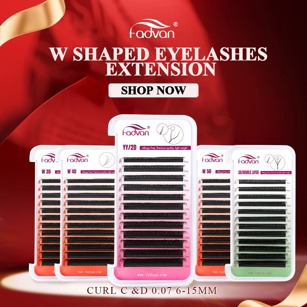 FADVAN 3D/4D/5D/6D/7D/8D W Shaped Eyelash Extension C D Curl Natural Mink Lash Premade Volume Fan False Eyelashes Makeup Supplie