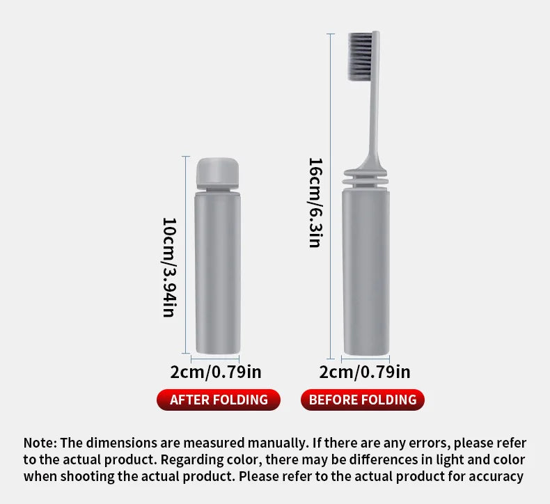 Portable Compact Charcoal Folding Toothbrush - Perfect for TravelCamping, and Hiking - Easy to Take and Efficient Teethbrush