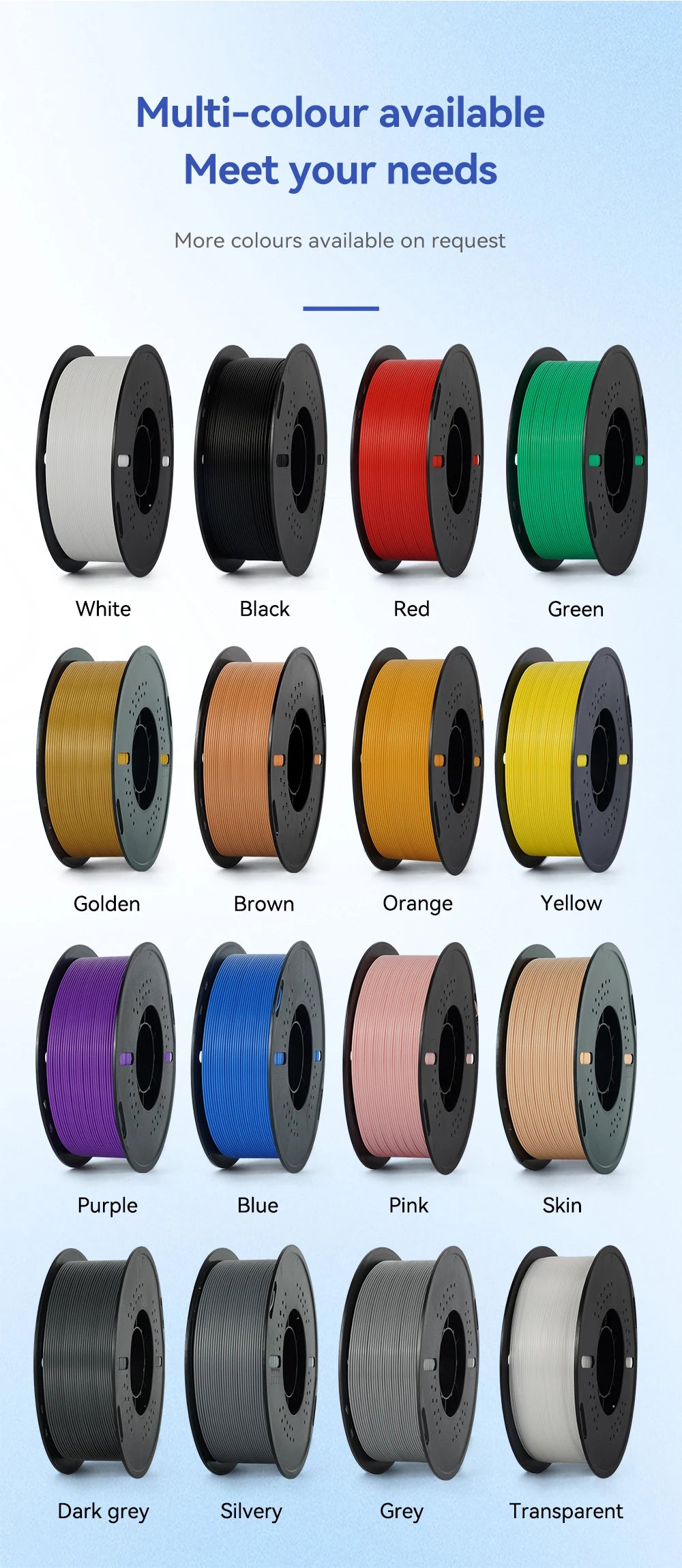 KINGROON 22LBS PETG or PLA filament 3D Printer Filament 10 Rolls 1KG 1.75MM Eco-Friendly Good Toughness Mix Color