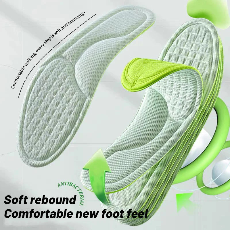 4D Cloud Technology Sports Insoles for Shoes PU Sole Soft Breathable Shock Absorption Cushion Running Orthopedic Care Insoles