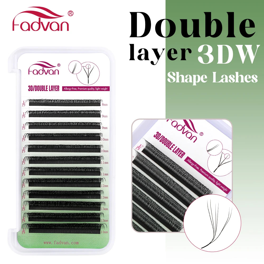 FADVAN 3D/4D/5D/6D/7D/8D W Shaped Eyelash Extension C D Curl Natural Mink Lash Premade Volume Fan False Eyelashes Makeup Supplie
