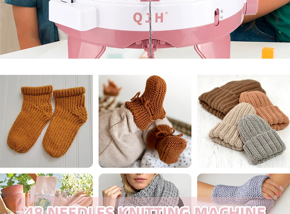 QJH Official Genuine Knitting Machine Kit 48needle Manual Knitting Loom Machine Smart DIY Sweater Scarves Hat Glove With Counter