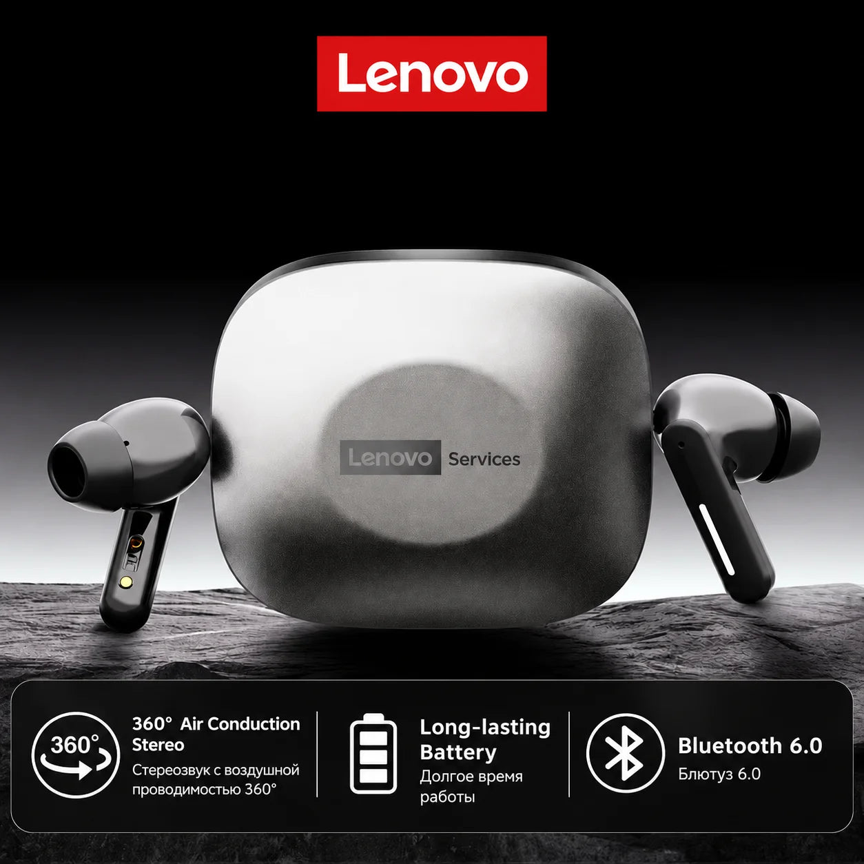 New Lenovo LE209 Wireless Bluetooth Earphone Business Music Bluetooth Headphone HD Call with Mic 30H Battery Life Gaming Headset