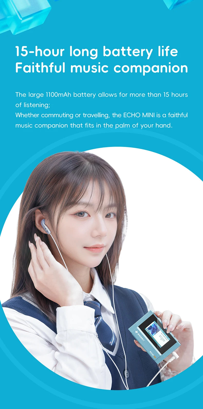 SnowSky/FiiO Echo Mini HiFi Bluetooth MP3 Pure Music Player, 15Hours Playback, 3.5mm/4.4mm Headphones Output