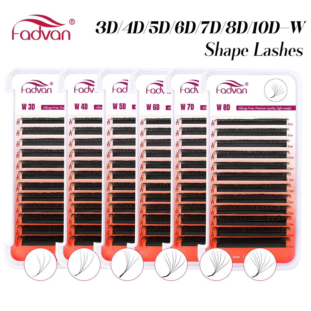 FADVAN 3D/4D/5D/6D/7D/8D W Shaped Eyelash Extension C D Curl Natural Mink Lash Premade Volume Fan False Eyelashes Makeup Supplie