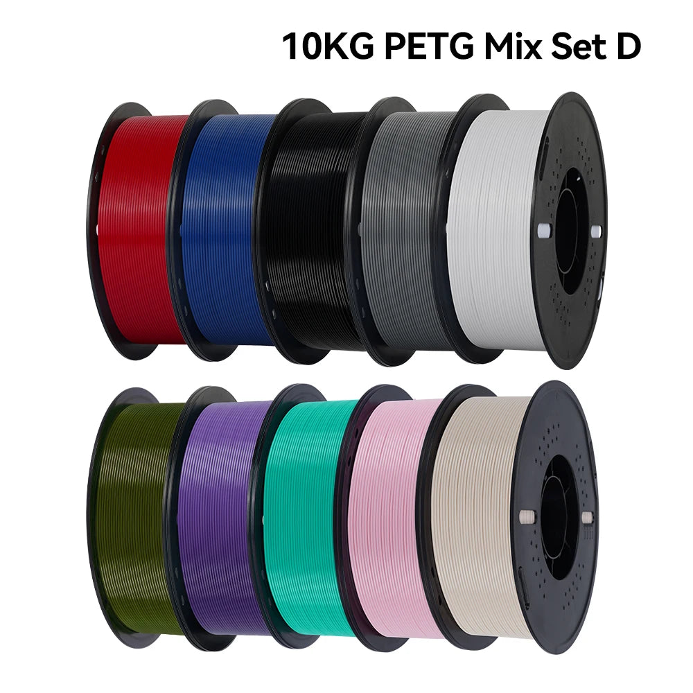 KINGROON 22LBS PETG or PLA filament 3D Printer Filament 10 Rolls 1KG 1.75MM Eco-Friendly Good Toughness Mix Color