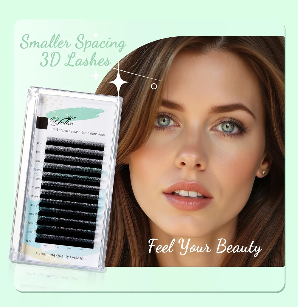 Yelix Smaller Opening 3D Lashes Narrow 3D W Shape Eyelash Extension Premade Volume Fan Lashes Natural Soft Eyelash