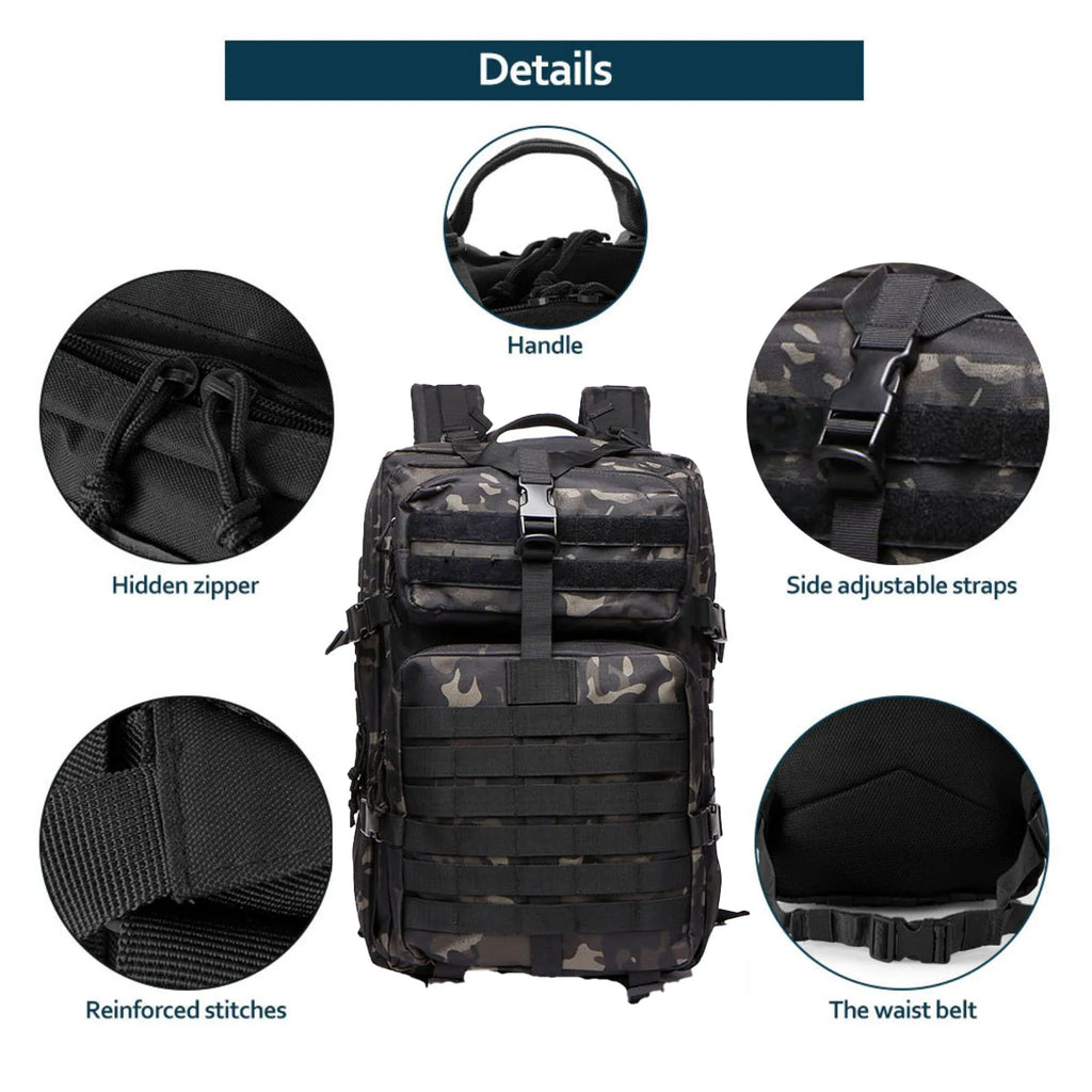 25L/50L Sturdy Nylon Waterproof Tactical Sports Trekking Fishing Hunting Camping Hiking Bag Backpack Outdoor Rucksacks