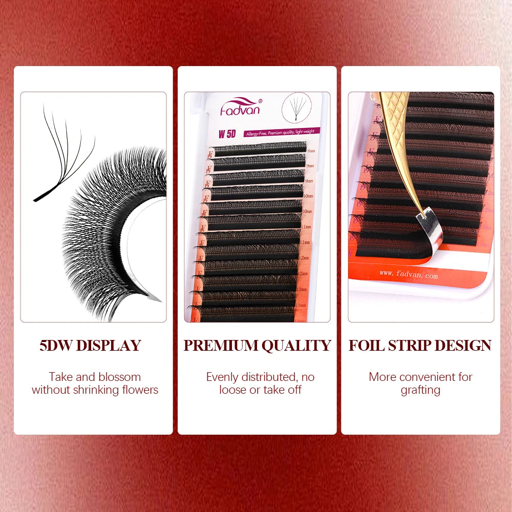 FADVAN 3D/4D/5D/6D/7D/8D W Shaped Eyelash Extension C D Curl Natural Mink Lash Premade Volume Fan False Eyelashes Makeup Supplie