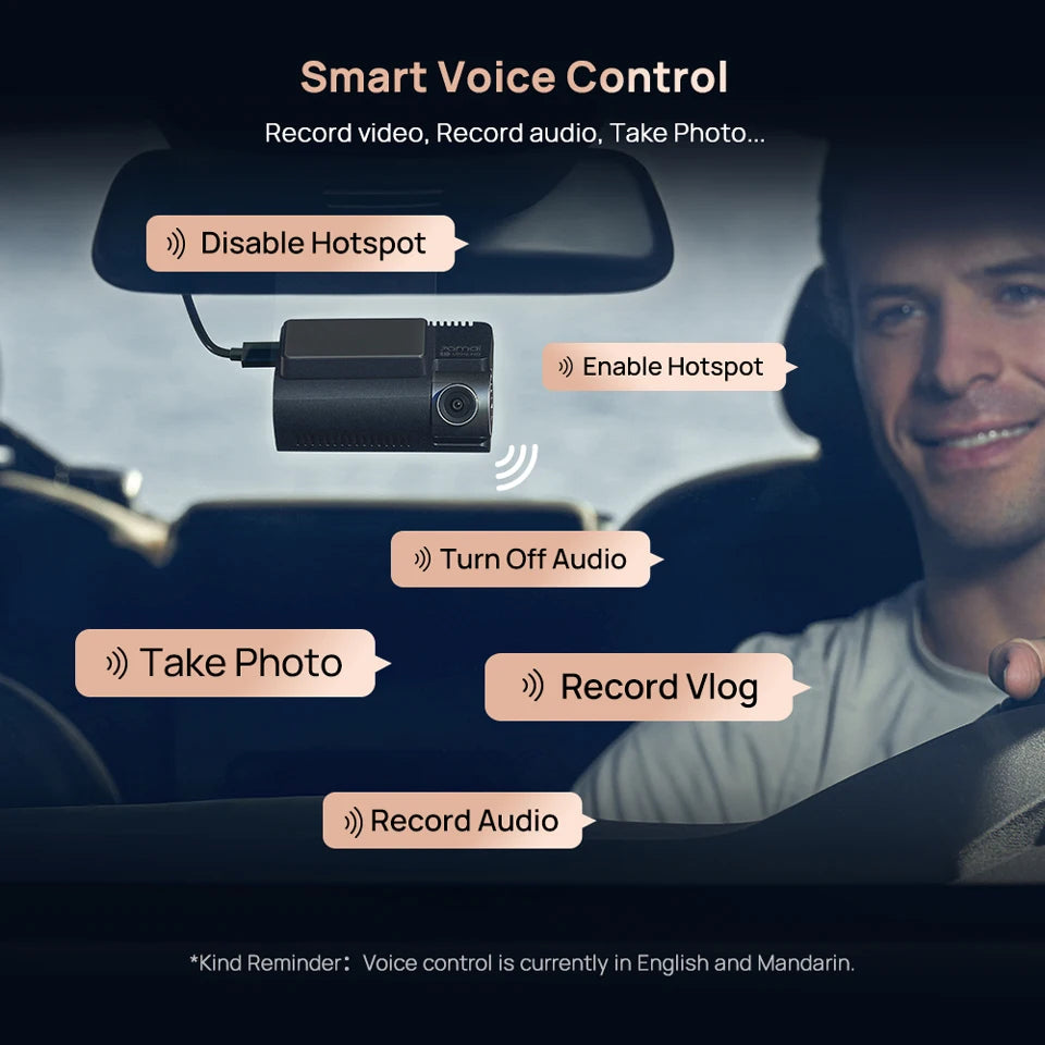 New 70mai 4K Dash Cam A810S HDR Supercapacitor 4G LTE Wi-Fi 6 Voice Control GPS ADAS 70mai A810S Upgrade Version of 70mai A810