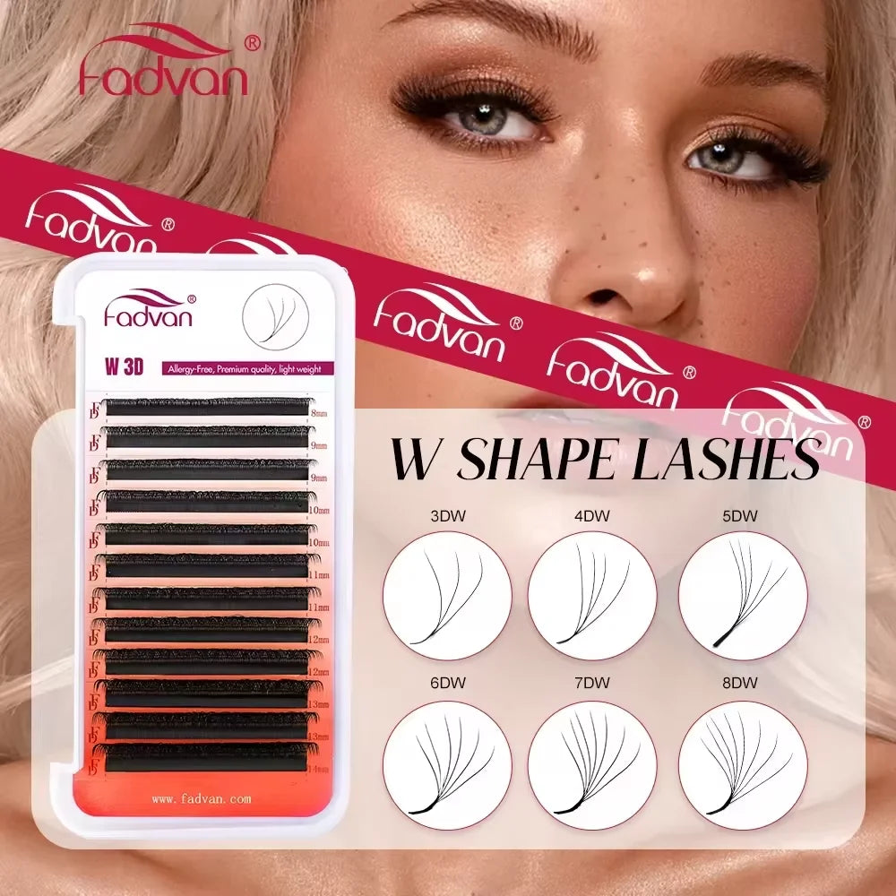 FADVAN 3D/4D/5D/6D/7D/8D W Shaped Eyelash Extension C D Curl Natural Mink Lash Premade Volume Fan False Eyelashes Makeup Supplie