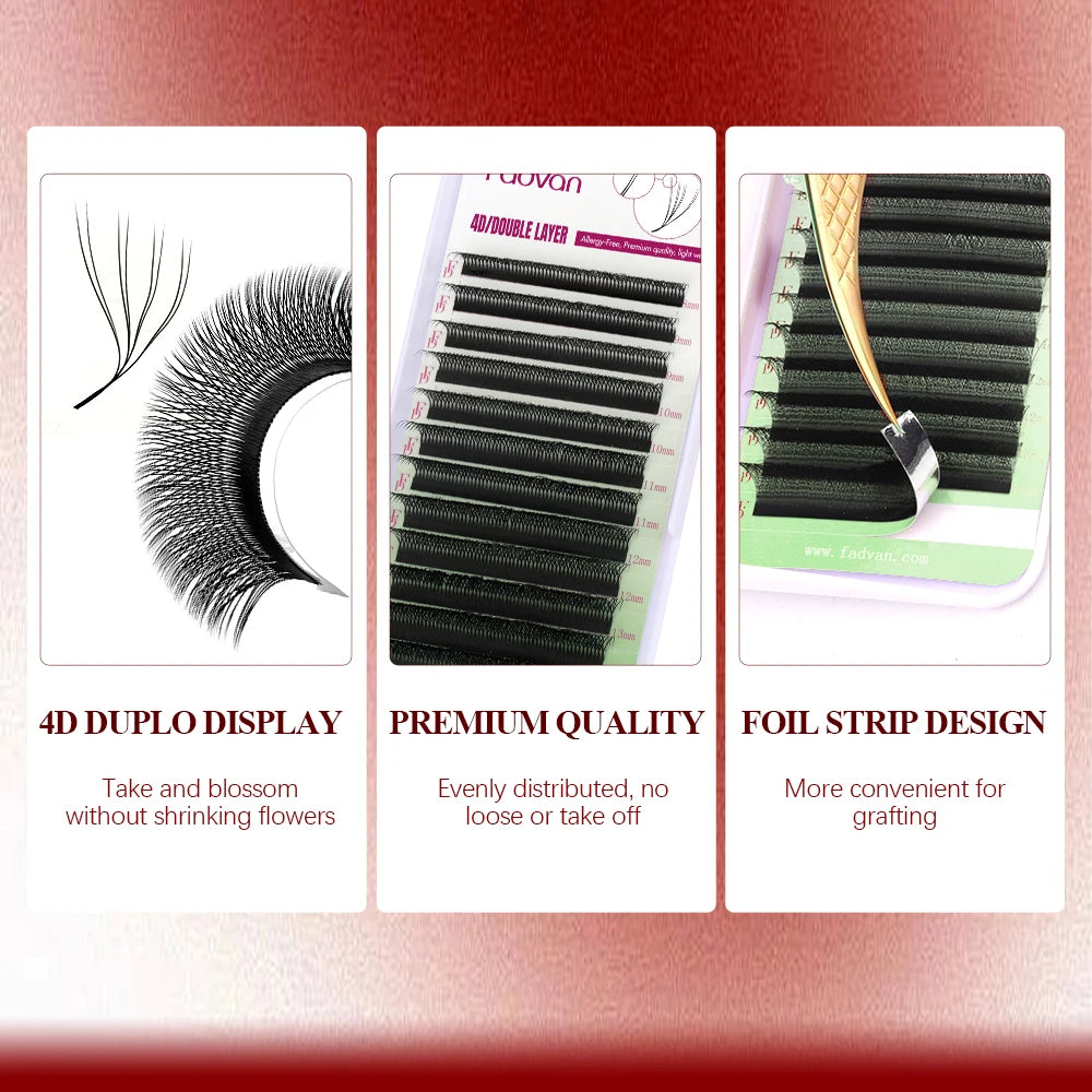 FADVAN 3D/4D/5D/6D/7D/8D W Shaped Eyelash Extension C D Curl Natural Mink Lash Premade Volume Fan False Eyelashes Makeup Supplie