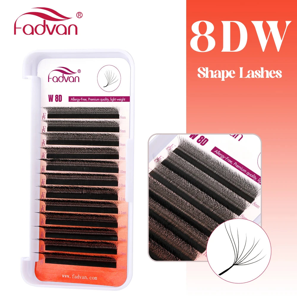 FADVAN 3D/4D/5D/6D/7D/8D W Shaped Eyelash Extension C D Curl Natural Mink Lash Premade Volume Fan False Eyelashes Makeup Supplie