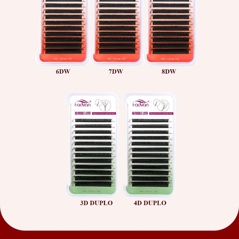 FADVAN 3D/4D/5D/6D/7D/8D W Shaped Eyelash Extension C D Curl Natural Mink Lash Premade Volume Fan False Eyelashes Makeup Supplie