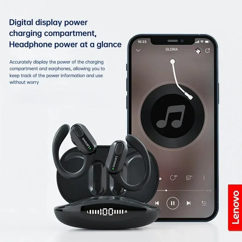 Lenovo XT80 Wireless Headphones Bluetooth 5.4 Earphones True with Mic Button Control Noise Reduction Earhooks Waterproof Headset