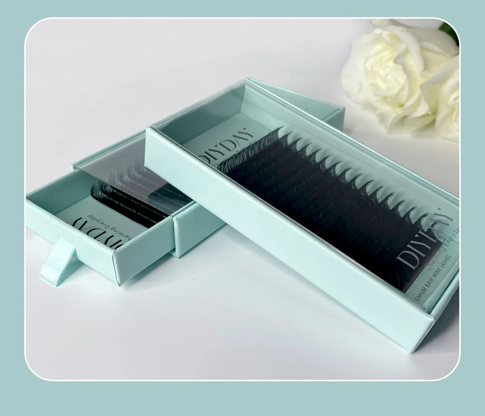 DIYDAY 16Rows Mink Lashes Individual Natural False Eyelashes B C CC D DD Curl Eyelash Extension Supplies for Makeup