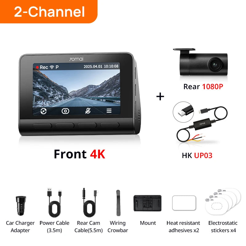 New 70mai 4K Dash Cam A810S HDR Supercapacitor 4G LTE Wi-Fi 6 Voice Control GPS ADAS 70mai A810S Upgrade Version of 70mai A810