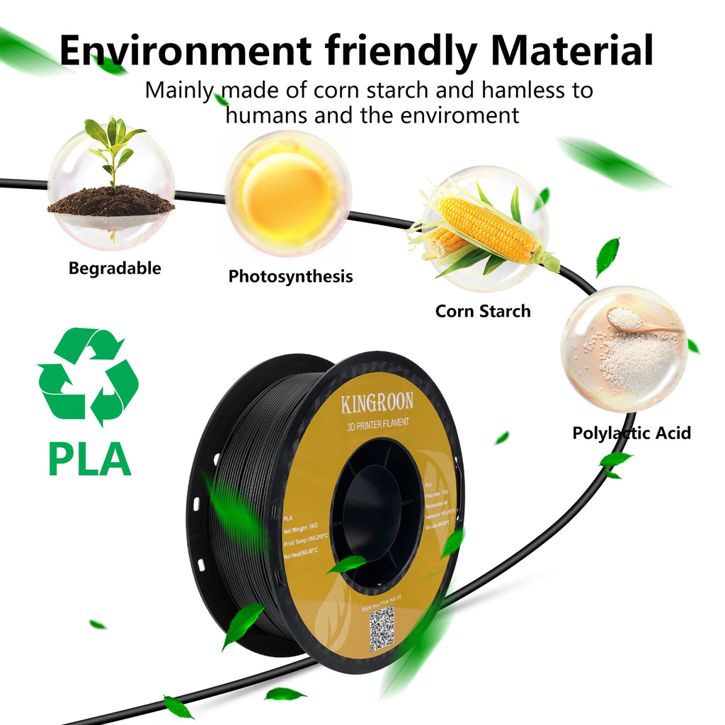KINGROON 22LBS PETG or PLA filament 3D Printer Filament 10 Rolls 1KG 1.75MM Eco-Friendly Good Toughness Mix Color