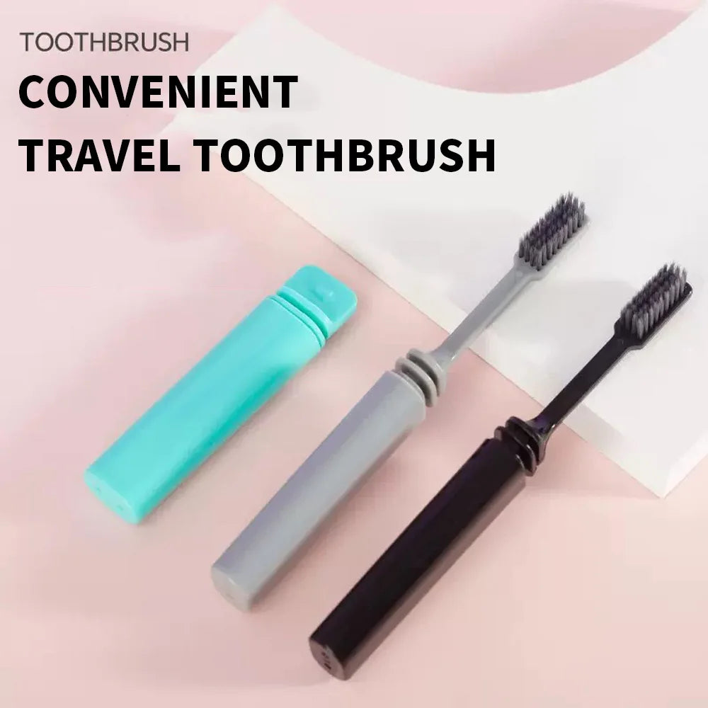 Portable Compact Charcoal Folding Toothbrush - Perfect for TravelCamping, and Hiking - Easy to Take and Efficient Teethbrush