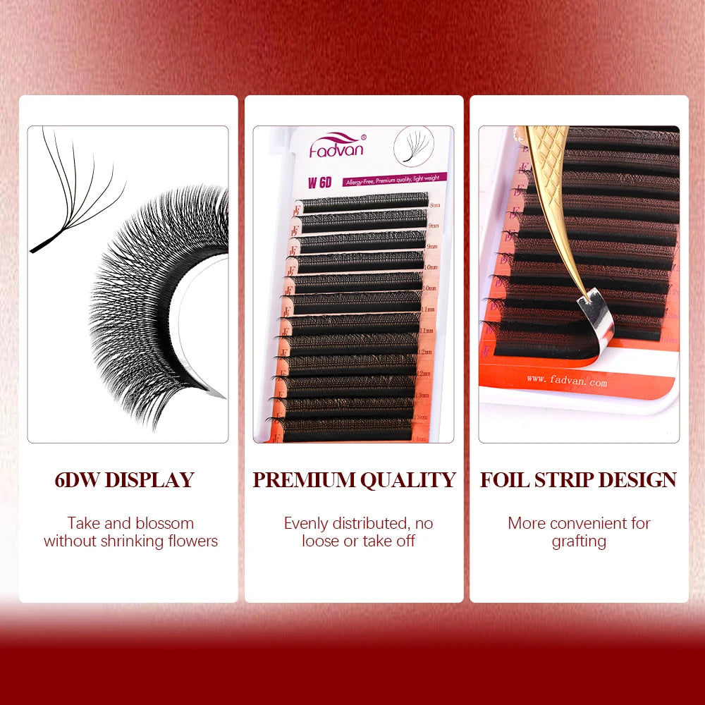 FADVAN 3D/4D/5D/6D/7D/8D W Shaped Eyelash Extension C D Curl Natural Mink Lash Premade Volume Fan False Eyelashes Makeup Supplie