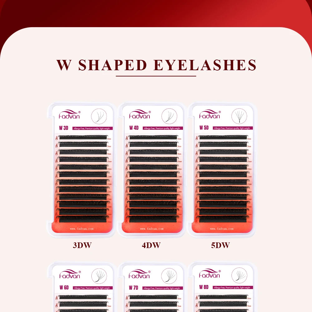 FADVAN 3D/4D/5D/6D/7D/8D W Shaped Eyelash Extension C D Curl Natural Mink Lash Premade Volume Fan False Eyelashes Makeup Supplie