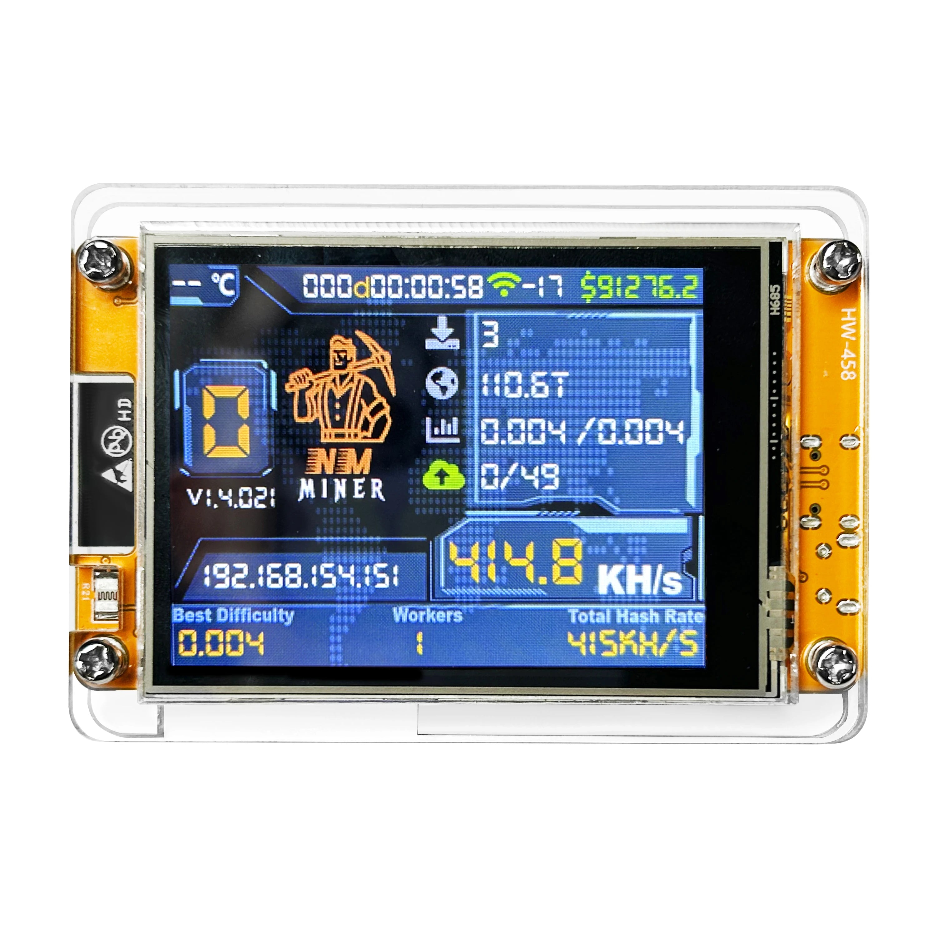 NMMiner NerdMiner V2 Hashrate Lucky Miner ESP32 2.8 inch Smart Display Crypto Solo Lottery 960KH/s Bitcoin ESP32-2432S028R DROOM