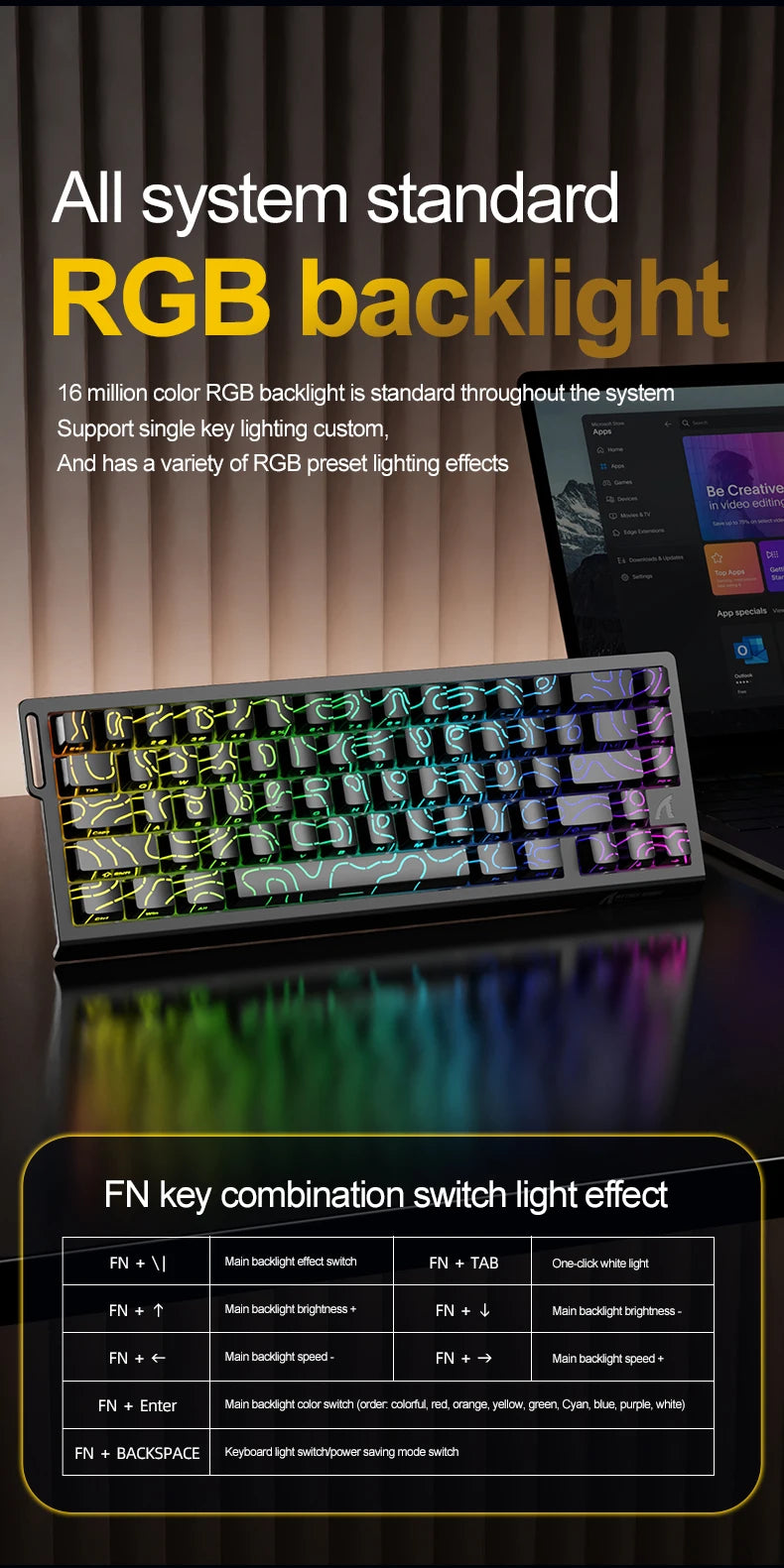 X68HE ATTACK SHARK Magnetic Gaming Keyboard Mechanical Wired for Pro Gaming 0.01mm Rapid Trigg 8000Hz SOCD/Rs 0.125ms 128K Rate