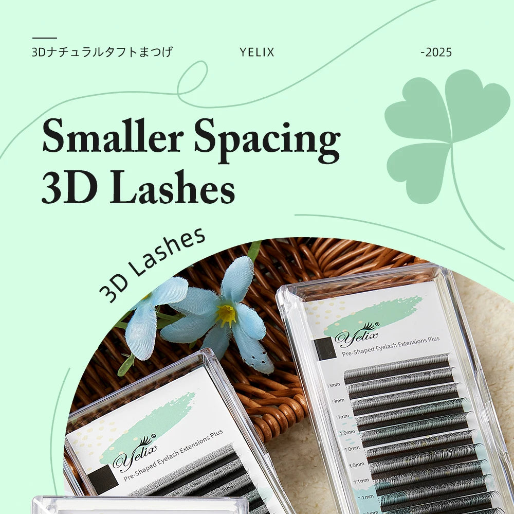 Yelix Smaller Opening 3D Lashes Narrow 3D W Shape Eyelash Extension Premade Volume Fan Lashes Natural Soft Eyelash