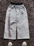 2025 European and American Embroidered Street Couple Double Head Double Waist Pants Personalized Printed Pattern Pants