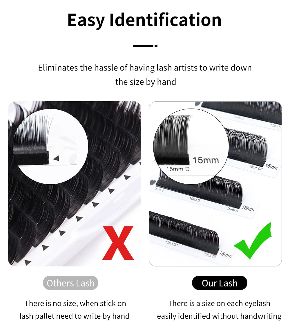 Winky Beauty Custom Your Logo Individual Eyelash Extension Silk Lashes Russian Volume Classic Eyelash Extensions for Makeup