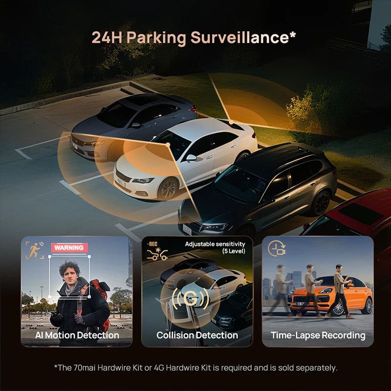 New 70mai 4K Dash Cam A810S HDR Supercapacitor 4G LTE Wi-Fi 6 Voice Control GPS ADAS 70mai A810S Upgrade Version of 70mai A810
