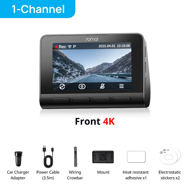 New 70mai 4K Dash Cam A810S HDR Supercapacitor 4G LTE Wi-Fi 6 Voice Control GPS ADAS 70mai A810S Upgrade Version of 70mai A810