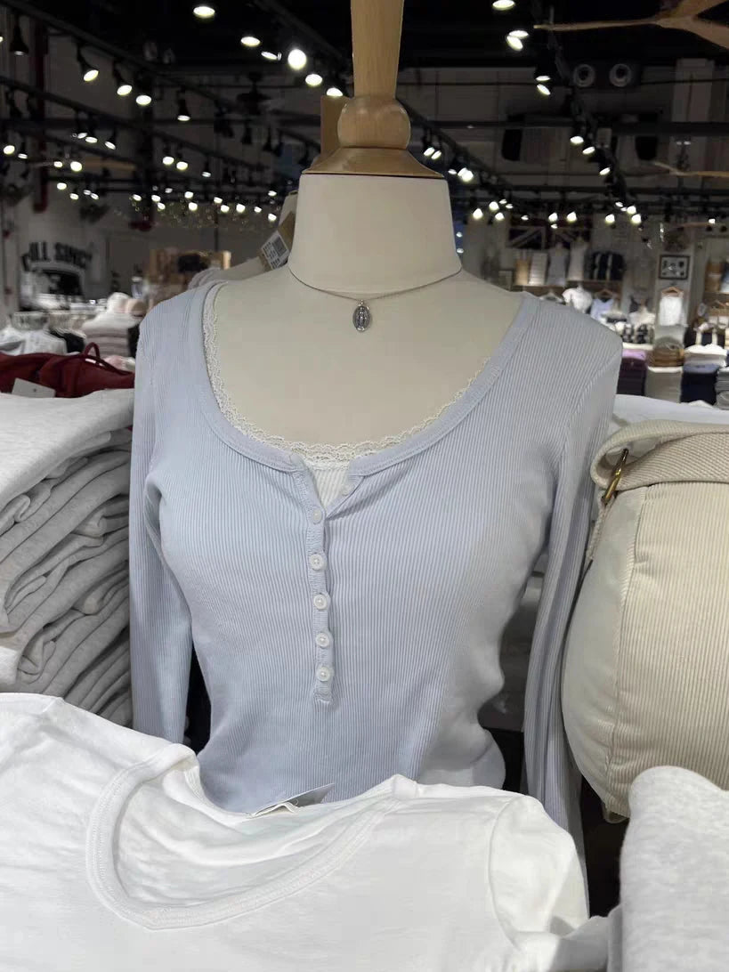 Pink Striped Slim Long Sleeve Tees Women Spring Casual Cotton O-neck Tshirt New Tops Clothes Sweet Cute  Vintage T-shirts Y2K