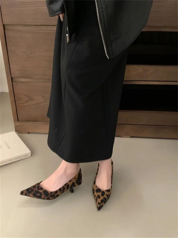 Eilyken Spring Design Leopard Print Woman Pumps Pointed Toe Thin Low Heels Elegant Party Female Shoes Zapatos De Mujer