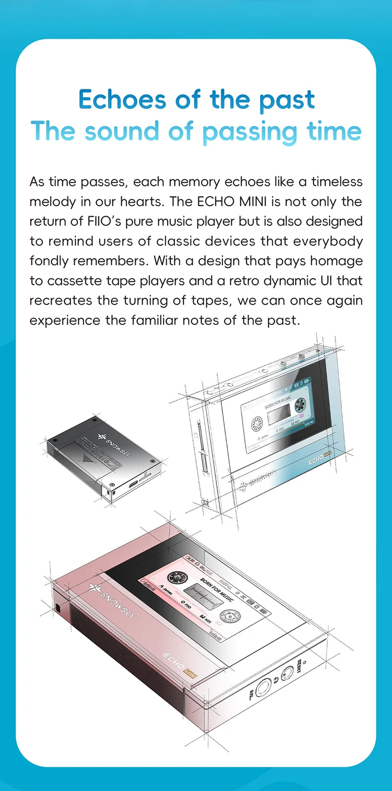 SnowSky/FiiO Echo Mini HiFi Bluetooth MP3 Pure Music Player, 15Hours Playback, 3.5mm/4.4mm Headphones Output