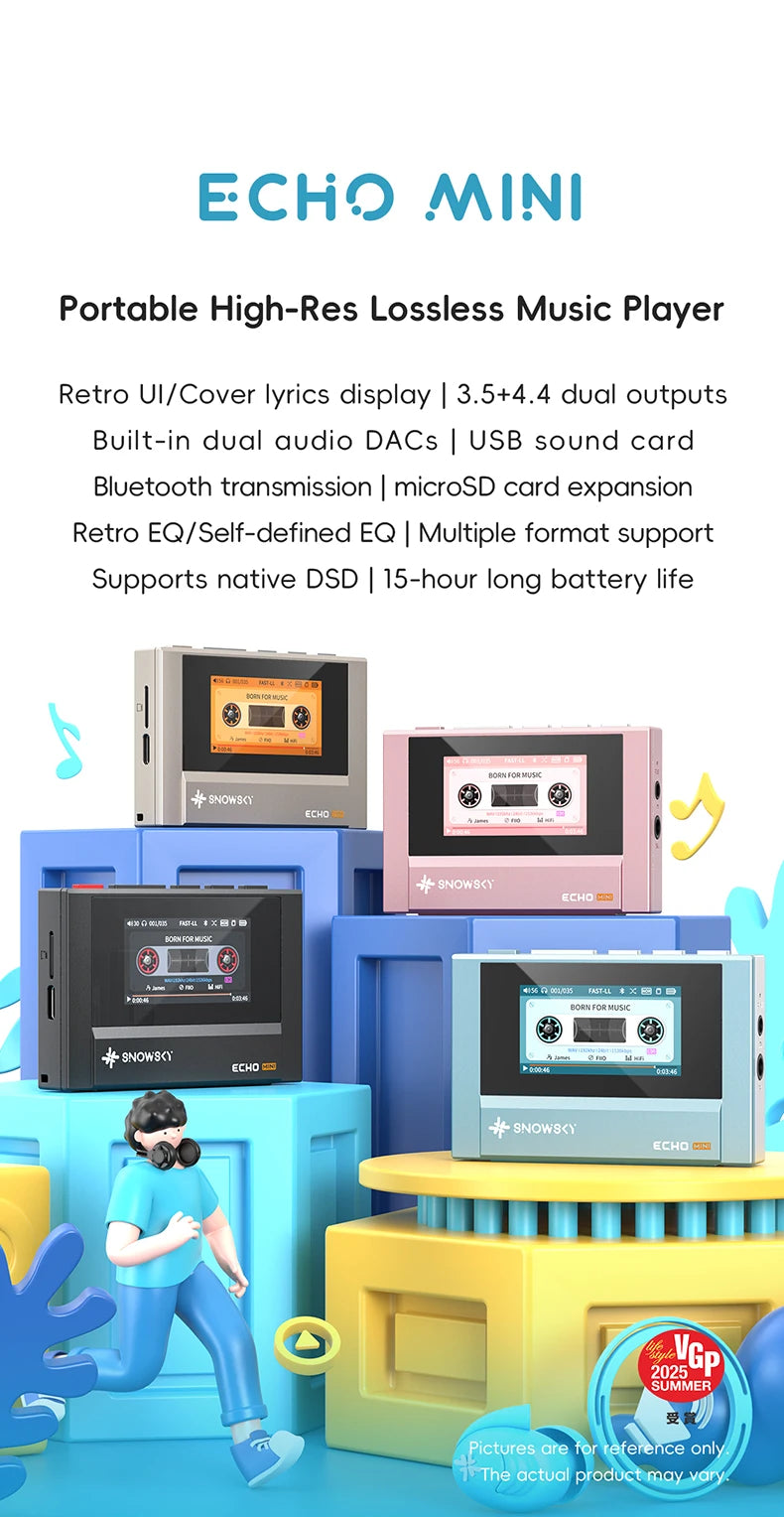 SnowSky/FiiO Echo Mini HiFi Bluetooth MP3 Pure Music Player, 15Hours Playback, 3.5mm/4.4mm Headphones Output