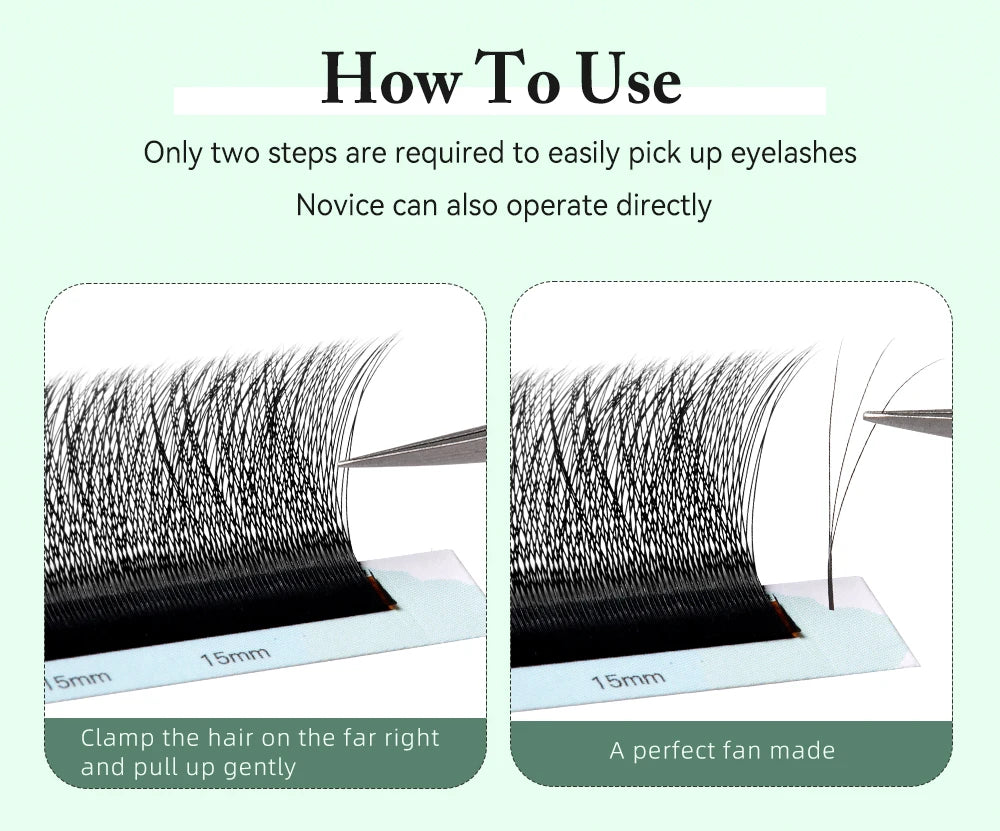 Yelix Smaller Opening 3D Lashes Narrow 3D W Shape Eyelash Extension Premade Volume Fan Lashes Natural Soft Eyelash