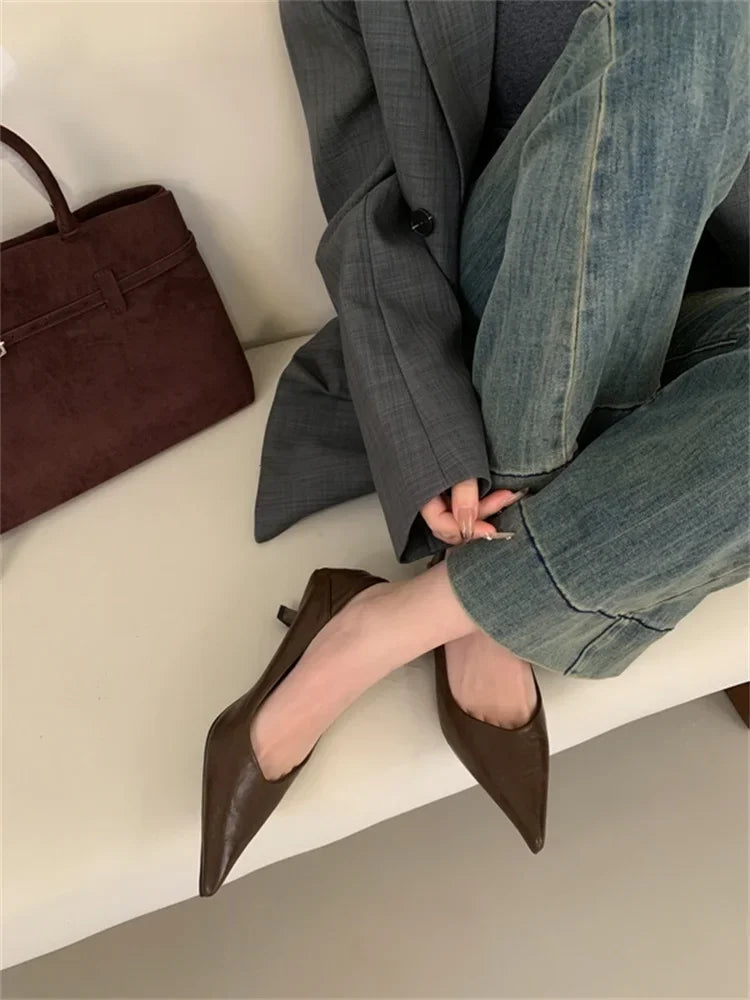 Eilyken Spring Design Leopard Print Woman Pumps Pointed Toe Thin Low Heels Elegant Party Female Shoes Zapatos De Mujer