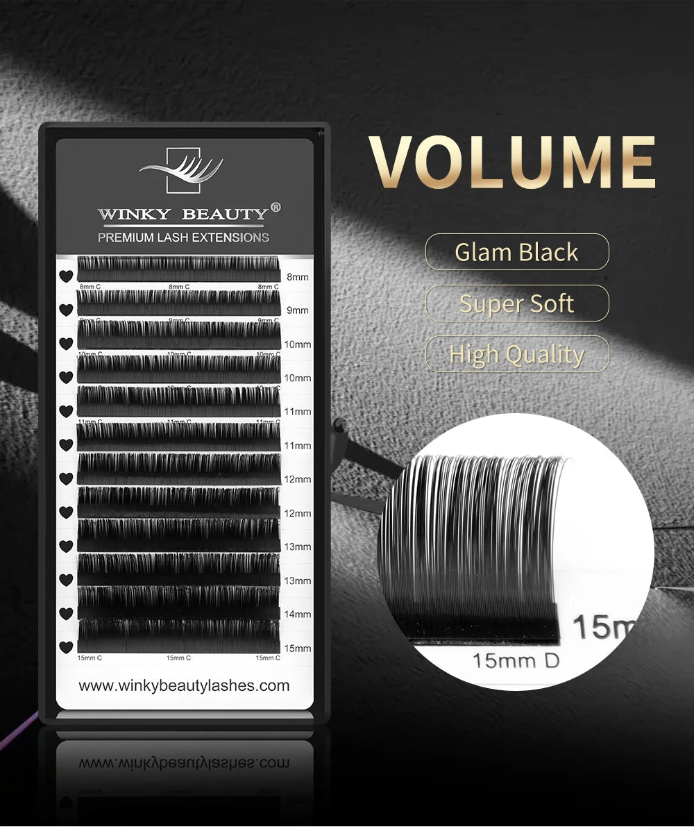 Winky Beauty Custom Your Logo Individual Eyelash Extension Silk Lashes Russian Volume Classic Eyelash Extensions for Makeup