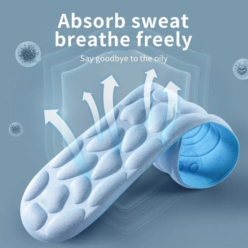 4D Cloud Technology Sports Insoles for Shoes PU Sole Soft Breathable Shock Absorption Cushion Running Orthopedic Care Insoles