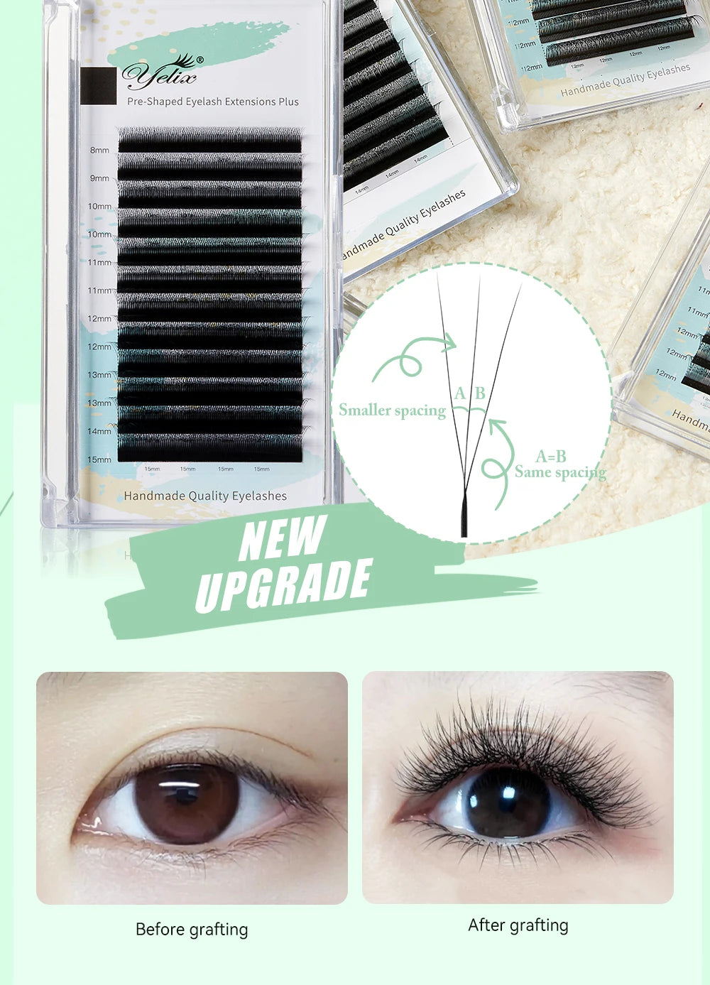 Yelix Smaller Opening 3D Lashes Narrow 3D W Shape Eyelash Extension Premade Volume Fan Lashes Natural Soft Eyelash