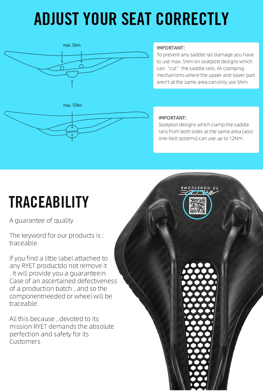 RYET 3D Printed Bicycle Saddle Ultralight Carbon Fiber Hollow Comfortable Breathable MTB Gravel Road bike Cycling Seat Parts